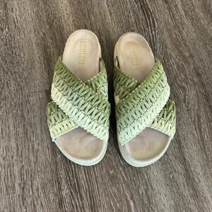 INUIKII Woven Crisscross Slide Sandals Green Ombre EU 39 US 8.5